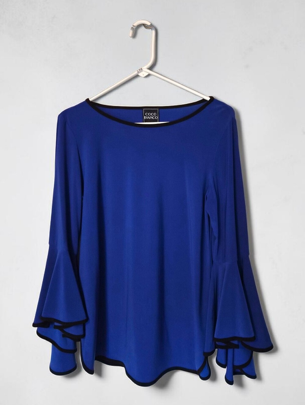Coco Bianco Cobalt Blue Blouse with Black Trim